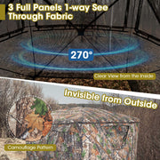 Pop-Up Hunting Blind 2-3 Person - 270° See-Through Ground Tent