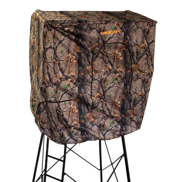 Quad Roof Kit Enclosure Durable Hunting Outdoor Steel Construction with Camo Quiet Water-Resistant Cover 4 Zippered Windows & Full Surround 36"H Shooting Rail