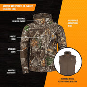 Morphic V2 3-In-1 Waterproof and Windproof Camo Hunting Jacket with Removable Vest